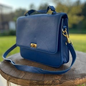 J Crew Iconic Edie Blue Handbag 100% Leather